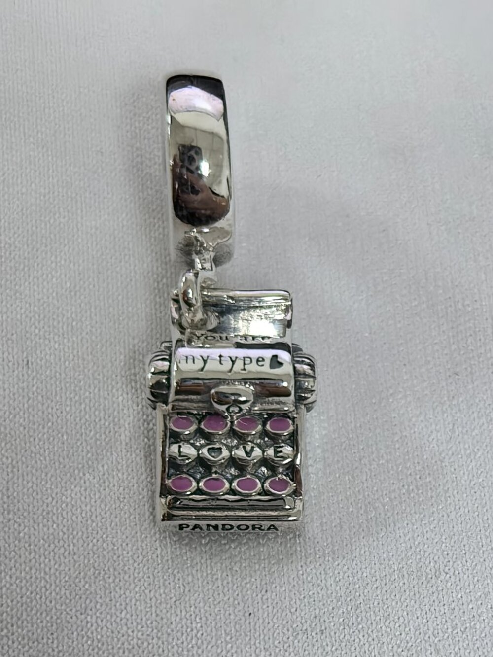 Pandora Typewriter Dangle Charm, S925 Silver Jewelry